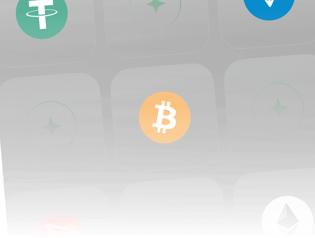Cryptocurrency icons including Bitcoin, Ethereum, Tether, TRON, and Toncoin.